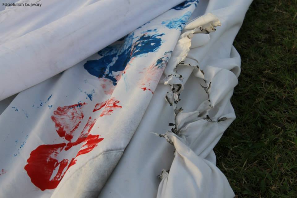 Benghazi ‘peace flag’ partially destroyed by fire