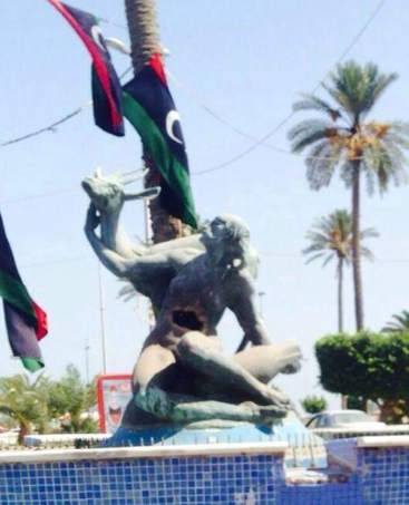 Tripoli's iconic gazelle fountain vandalised