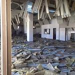 Blast wrecks inside of Ban Walid airport terminal
